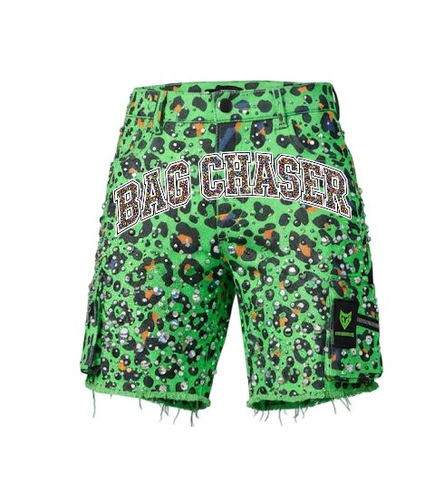 Bag Chaser Leopard Print Demin Shorts