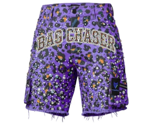 Bag Chaser Leopard Print Demin Shorts